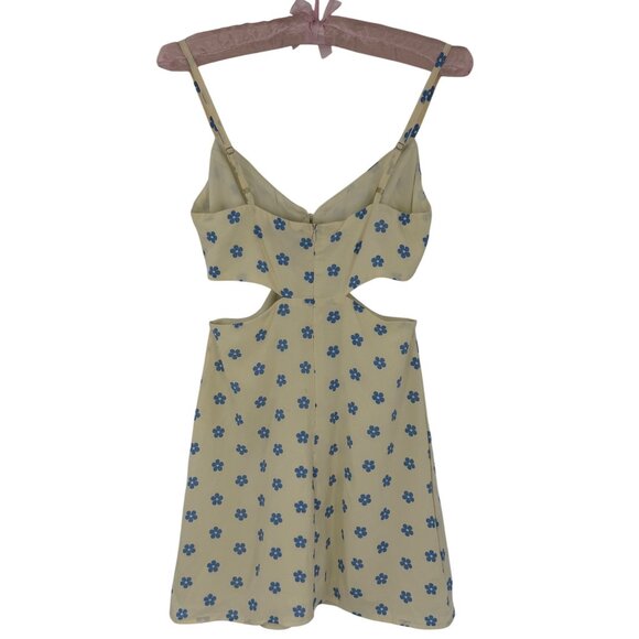 NWT Cider Floral Cutout & Keyhole Cream & Blue Boho Cottagecore Mini Dress - Picture 6 of 16